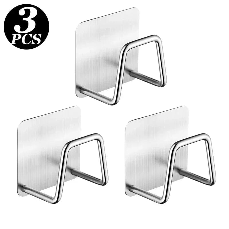 1-6pcs Kitchen Stainless Steel Sink Sponges Holder Self Adhesive Drain Drying Rack Shelf Household Wall Hooks Storage Organizer 3PCS