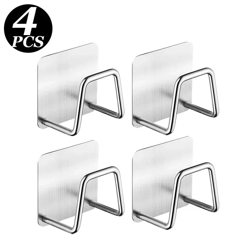 1-6pcs Kitchen Stainless Steel Sink Sponges Holder Self Adhesive Drain Drying Rack Shelf Household Wall Hooks Storage Organizer 4PCS