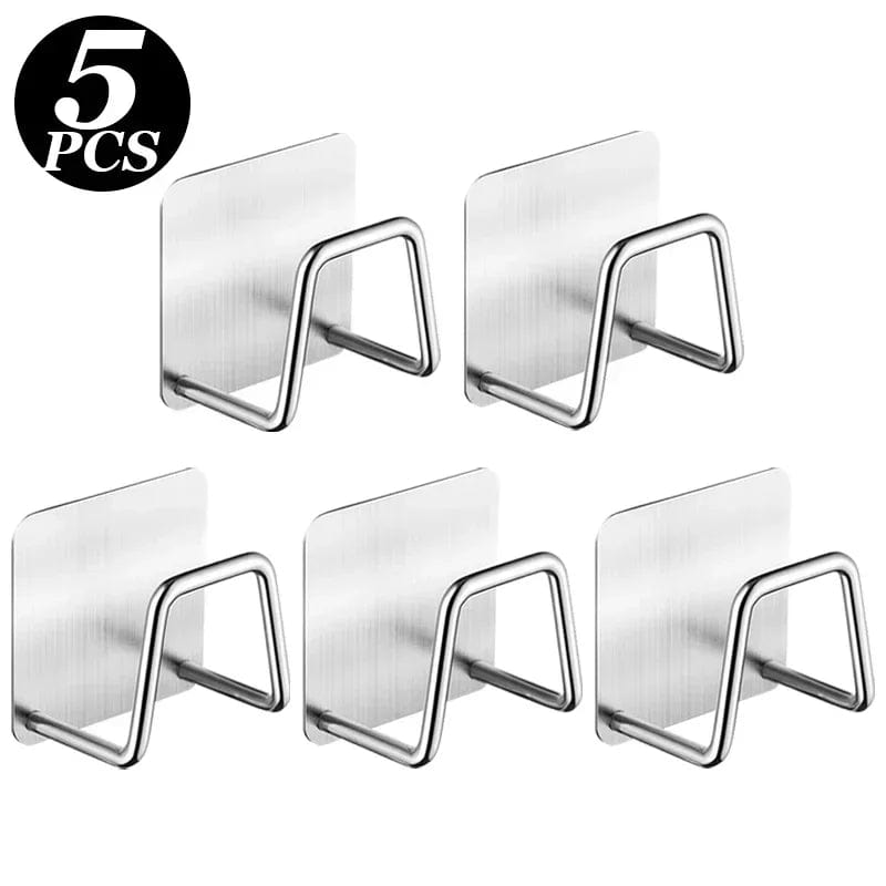 1-6pcs Kitchen Stainless Steel Sink Sponges Holder Self Adhesive Drain Drying Rack Shelf Household Wall Hooks Storage Organizer 5PCS