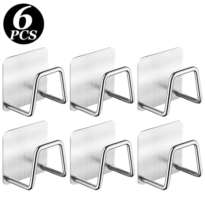 1-6pcs Kitchen Stainless Steel Sink Sponges Holder Self Adhesive Drain Drying Rack Shelf Household Wall Hooks Storage Organizer 6PCS