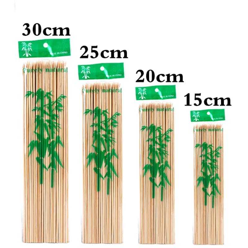 100pcs Bamboo Skewer Sticks Sturdy Disposable Barbecue Fruit Natural Wood Sticks Barbecue Party Buffet Food BBQ Tools Accessorie 3.0x25CM 100Pcs