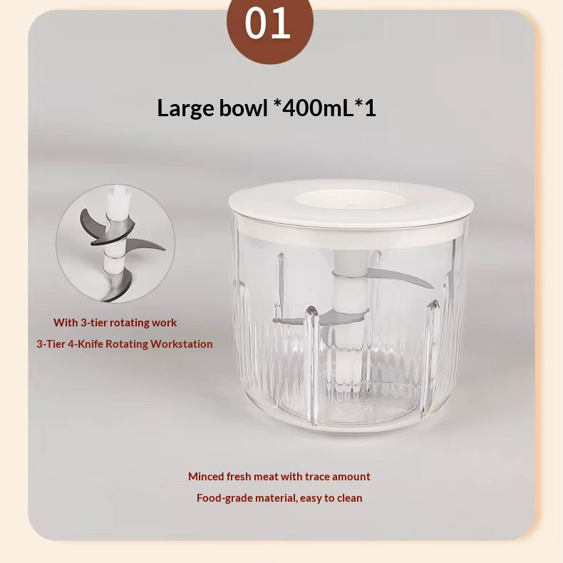 Hachoir Électrique Sans Fil 30 W USB — 1 Grand Bol 400 ml + 3 Petits Bols 200 ml