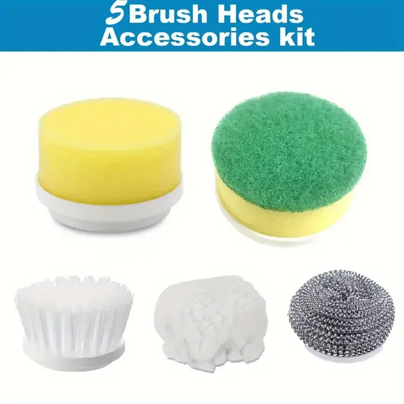 Kit de 5 Têtes de Rechange pour Brosse Rotative Électrique — Éponges, Brosse et Inox