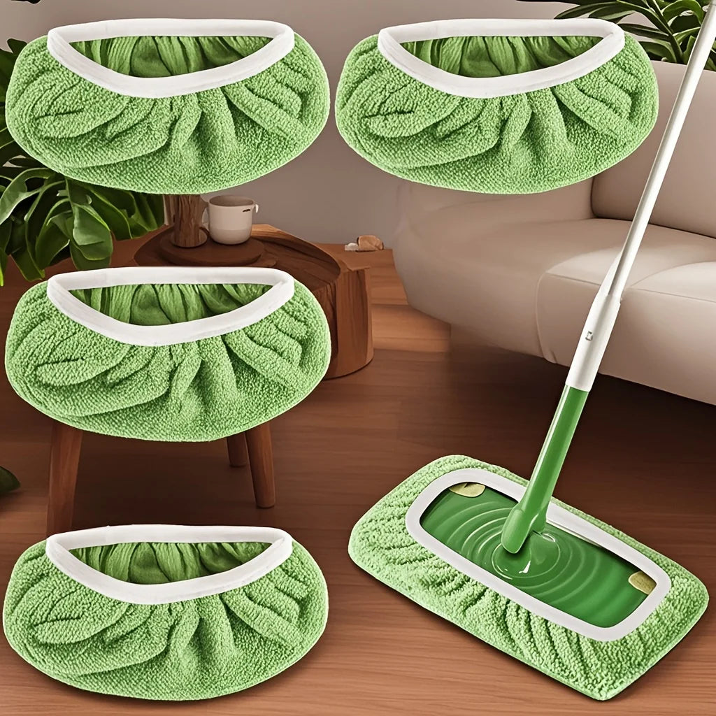 Lingettes Microfibre Lavables pour Balai Plat — Lot de 4 Réutilisables