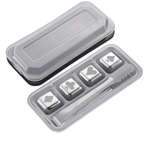 4 Glaçons Réutilisables inox en forme de Dés à jouer motifs Poker