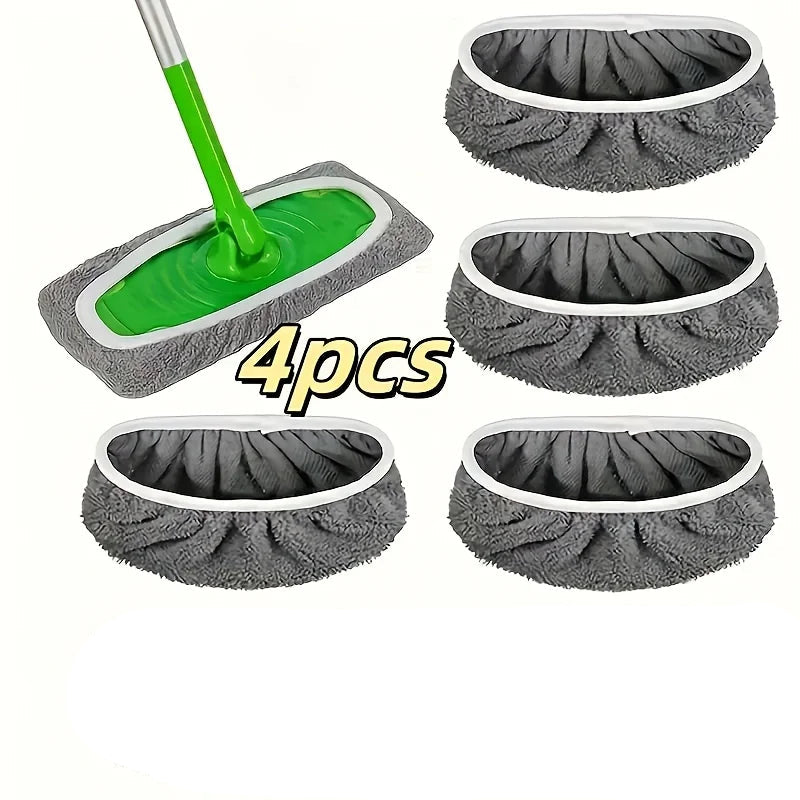 Lingettes Microfibre Lavables pour Balai Plat — Lot de 4 Réutilisables