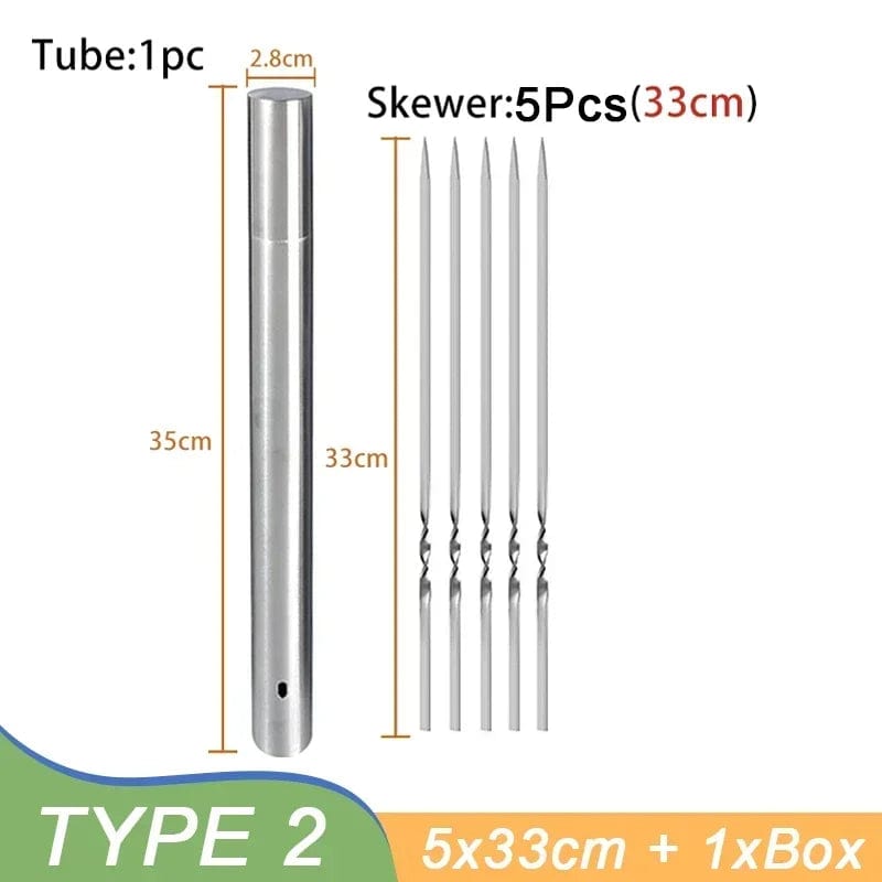 5/20Pcs Stainless Steel Barbecue Skewer Reusable BBQ Skewers Kebab Iron Stick For Outdoor Camping Picnic Barbecue Skewers Tools 6Pcs 33cm