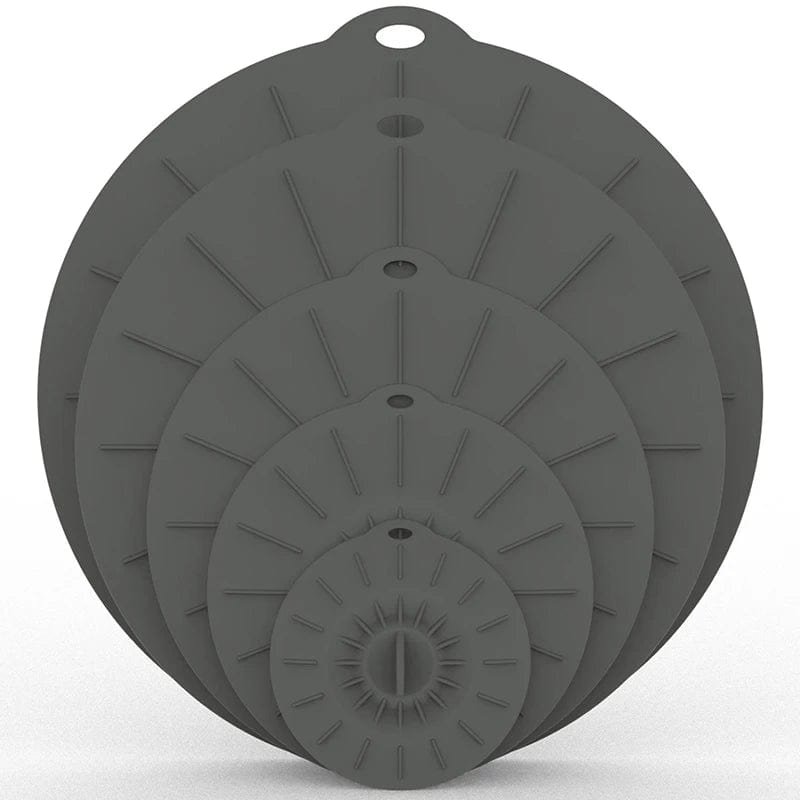 5 Housses Alimentaires en Silicone Réutilisables pour Couvrir Bols & Pots 5pcs gray