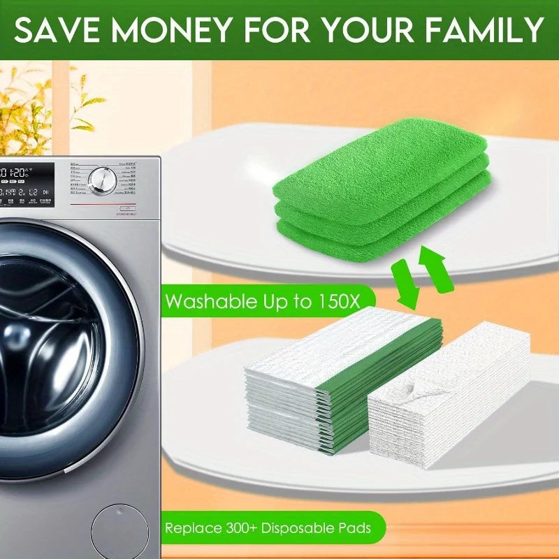 Lingettes Microfibre Lavables pour Balai Plat — Lot de 4 Réutilisables