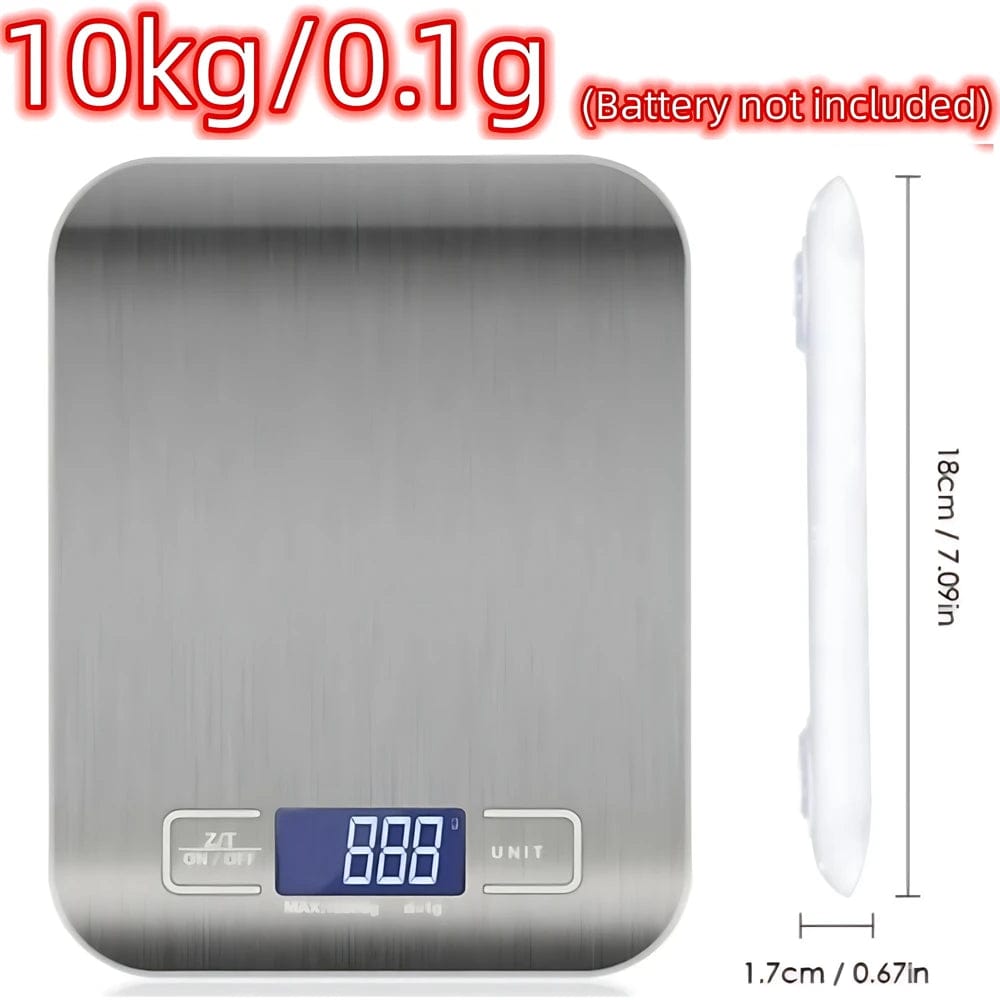 5kg/10kg Stainless Steel Electronic Scales Kitchen Scales Home Jewelry Food Snacks Weighing Baking Tools Kitchen Digital Scale White 10kg 0.1g