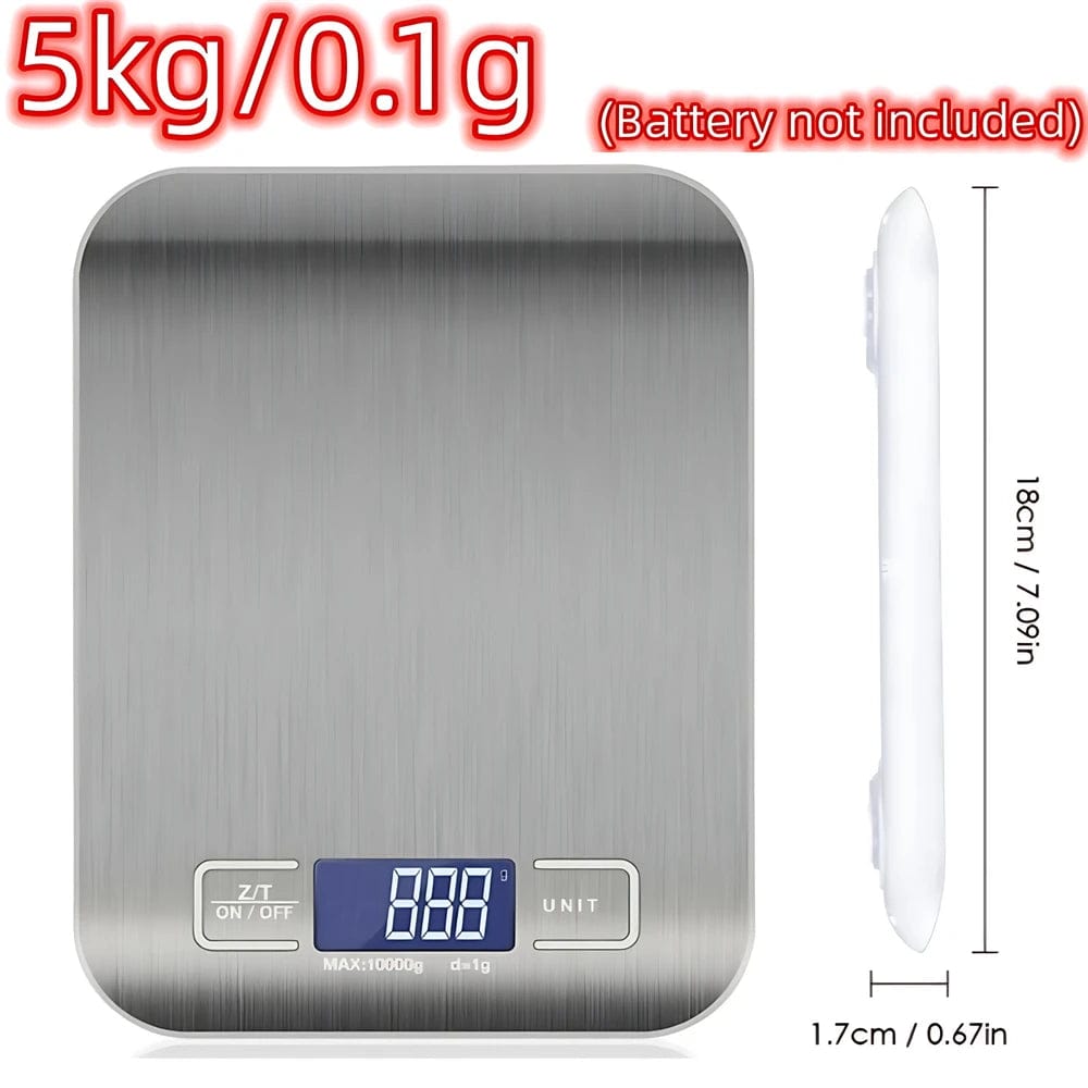 5kg/10kg Stainless Steel Electronic Scales Kitchen Scales Home Jewelry Food Snacks Weighing Baking Tools Kitchen Digital Scale White 5kg 0.1g