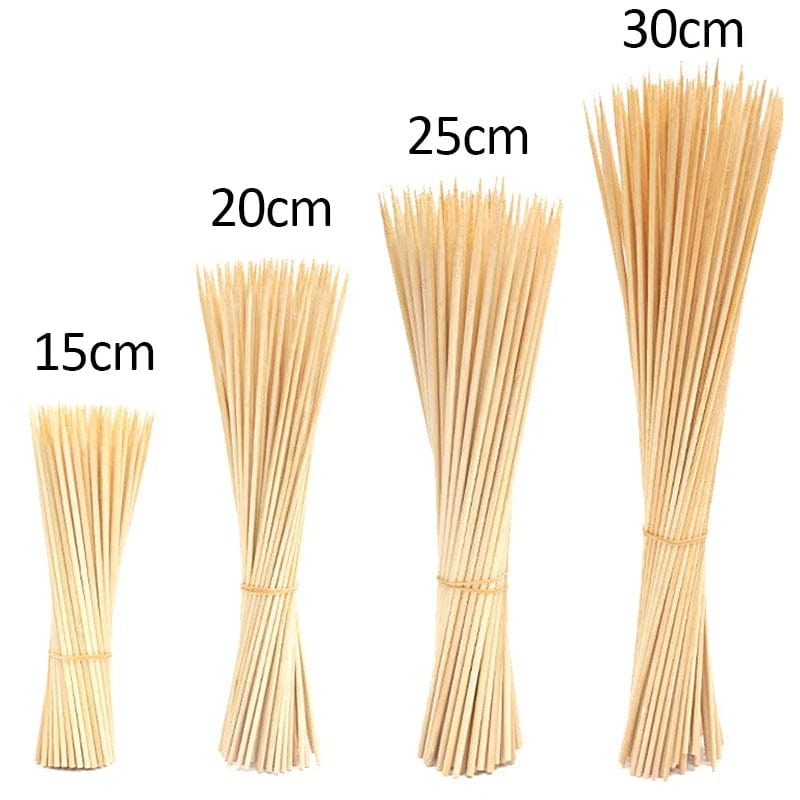 90pcs Disposable Bamboo Stick Food Grade Bamboo Skewer Sticks Natural Wood Long Stick for Barbecue Fruit BBQ Tools 15/20/25/30cm