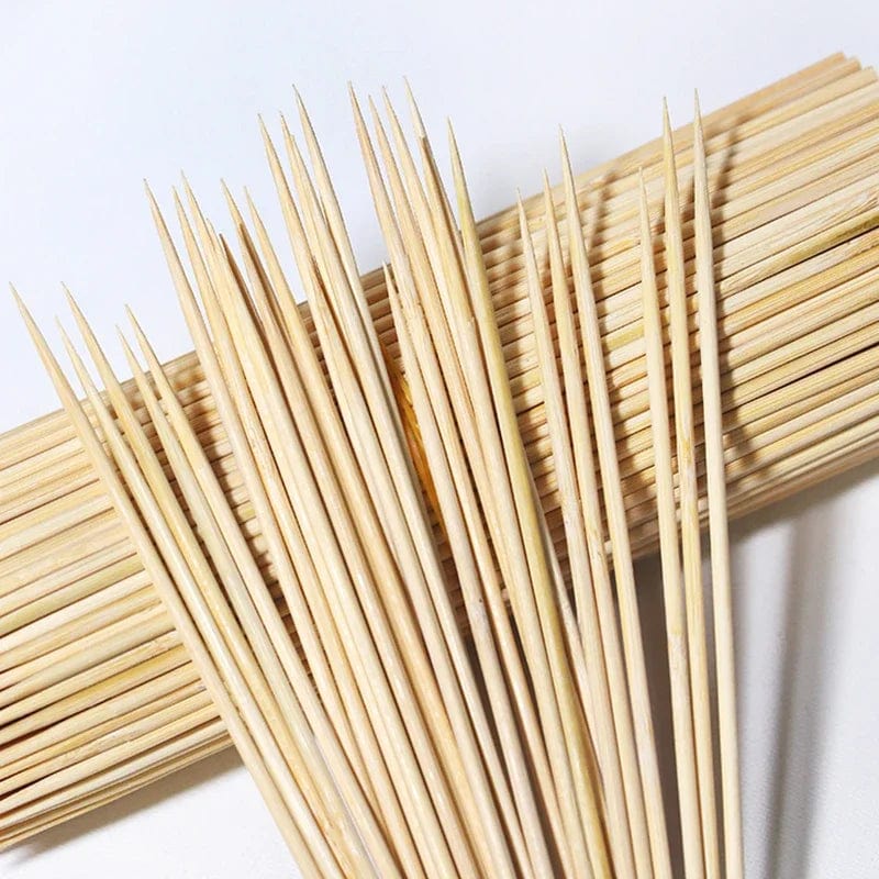 90pcs Disposable Bamboo Stick Food Grade Bamboo Skewer Sticks Natural Wood Long Stick for Barbecue Fruit BBQ Tools 15/20/25/30cm