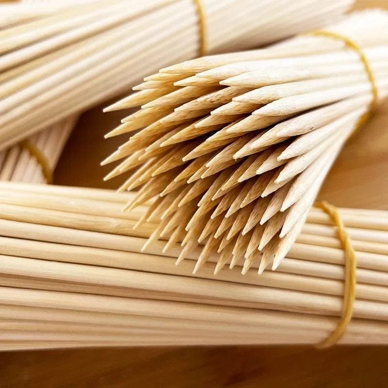 90pcs Disposable Bamboo Stick Food Grade Bamboo Skewer Sticks Natural Wood Long Stick for Barbecue Fruit BBQ Tools 15/20/25/30cm