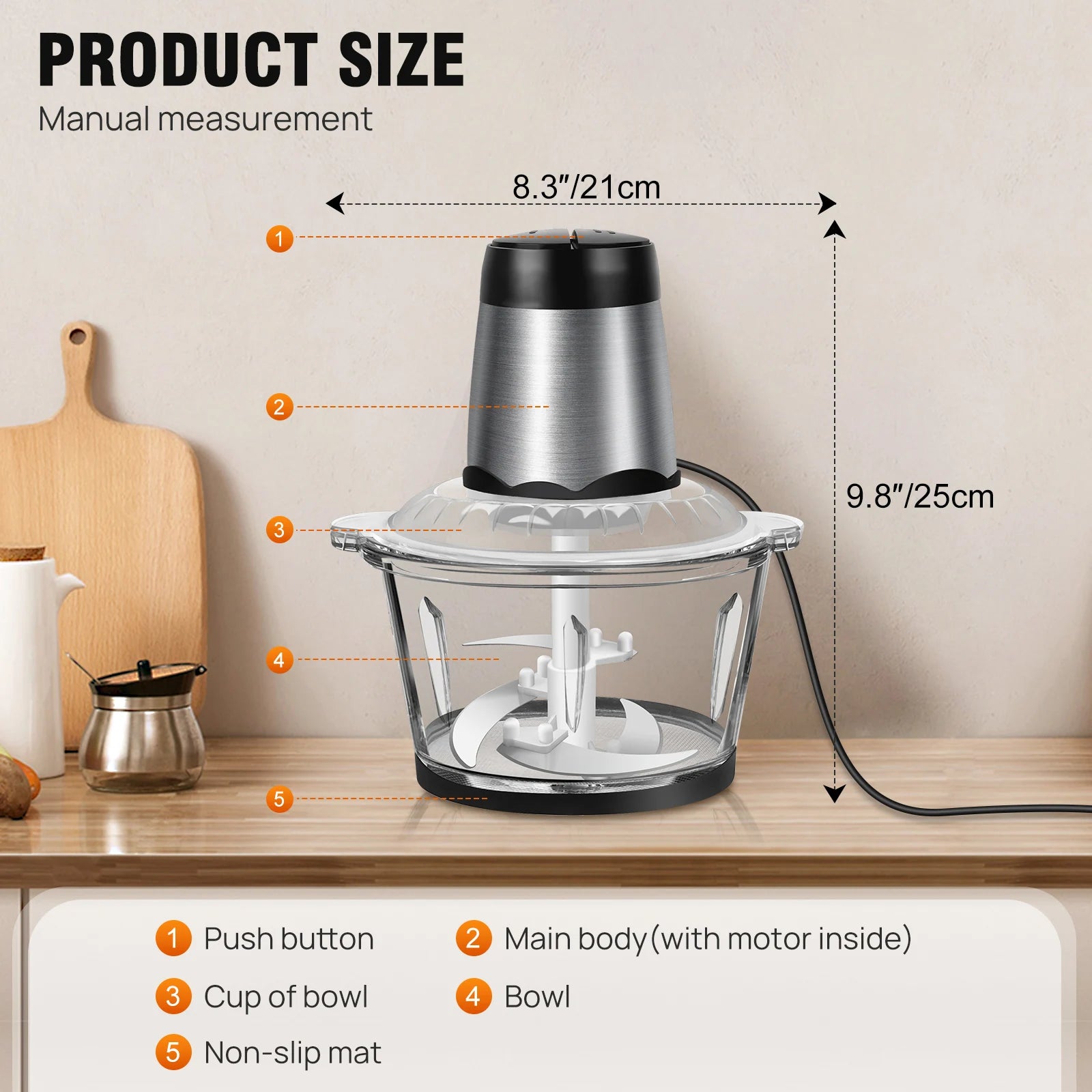 hachoir ergonomique 2L avec lames