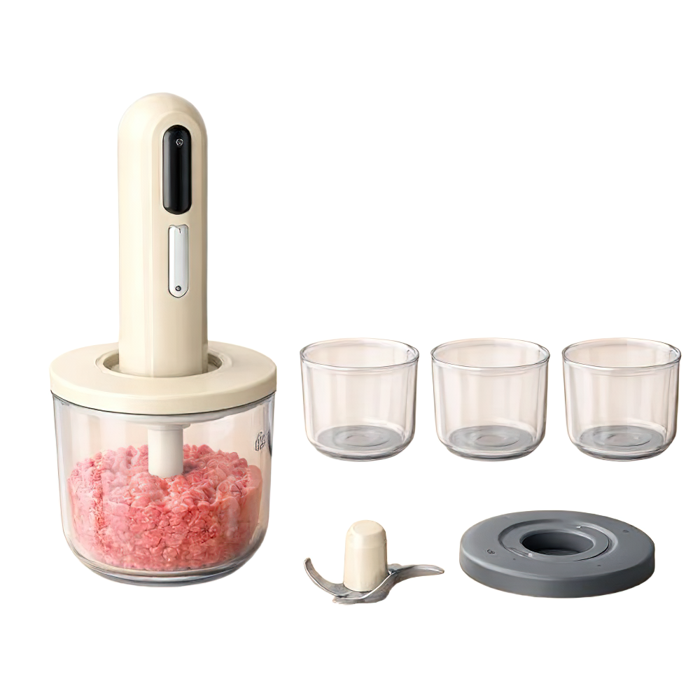 Hachoir Électrique Sans Fil 30 W USB — 1 Grand Bol 400 ml + 3 Petits Bols 200 ml