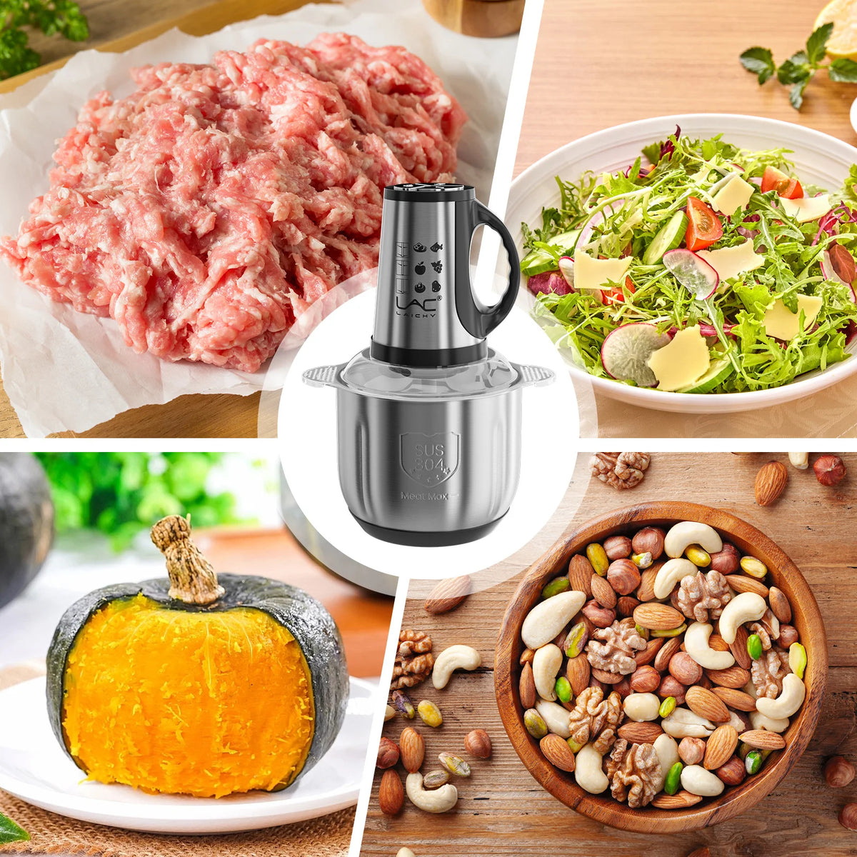hachoir à aliments avec bols de 2L