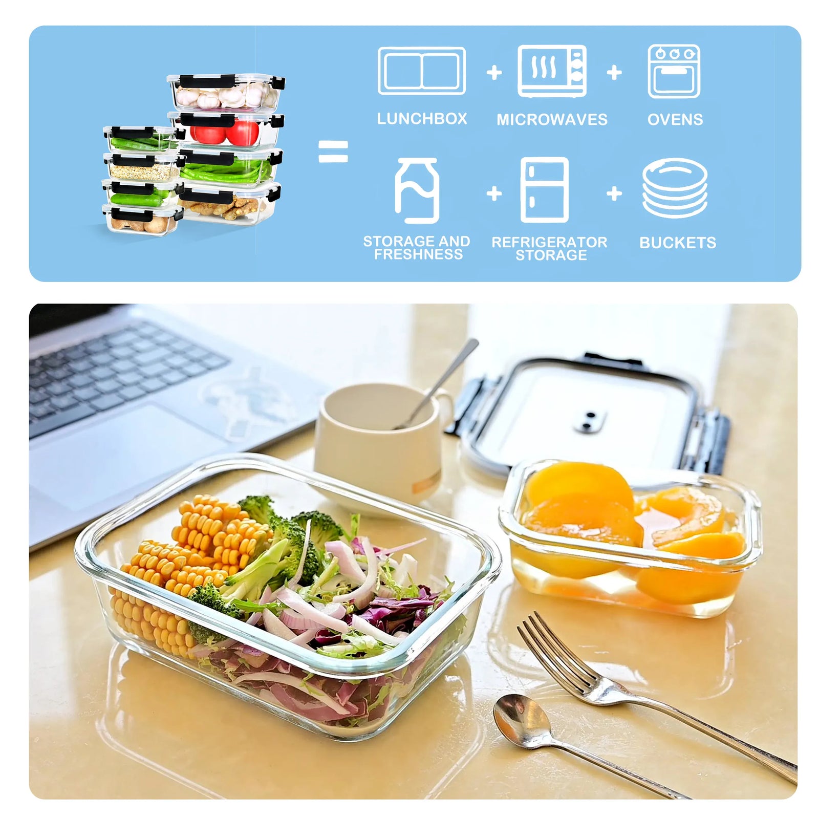 réservoir hermétique en verre borosilicate