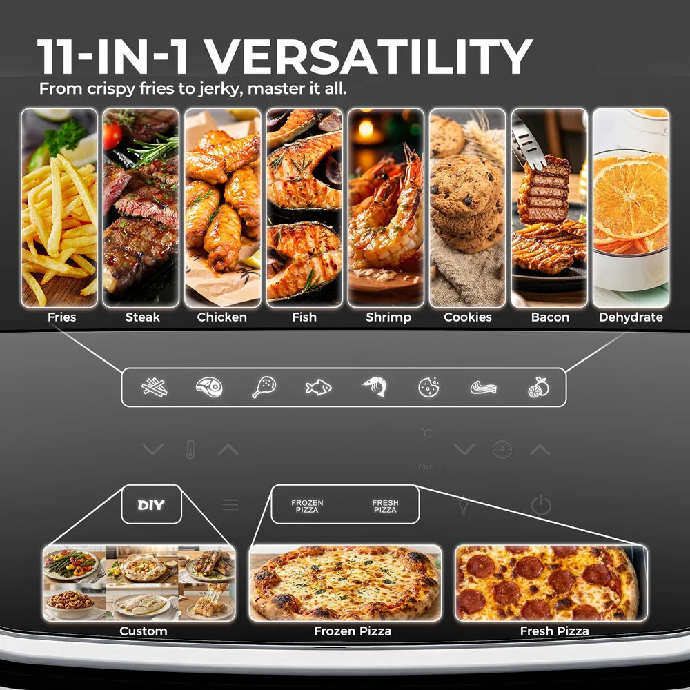 Programmes de l'air fryer four à pizza : frites, steak, poulet, poisson, crevettes, cookies