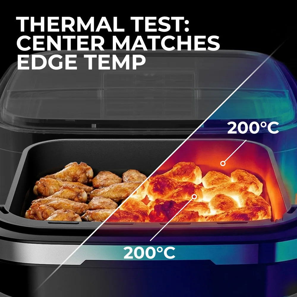 Ailes de poulet cuites de façon homogène dans le panier de l'air fryer four à pizza