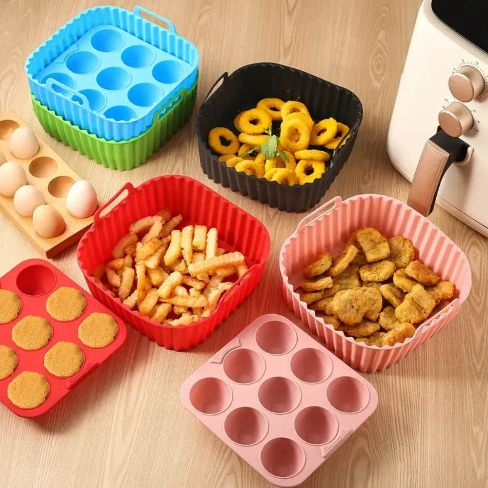 Moule Silicone Réutilisable Carré 2 Pièces pour Air Fryer Air Fryer