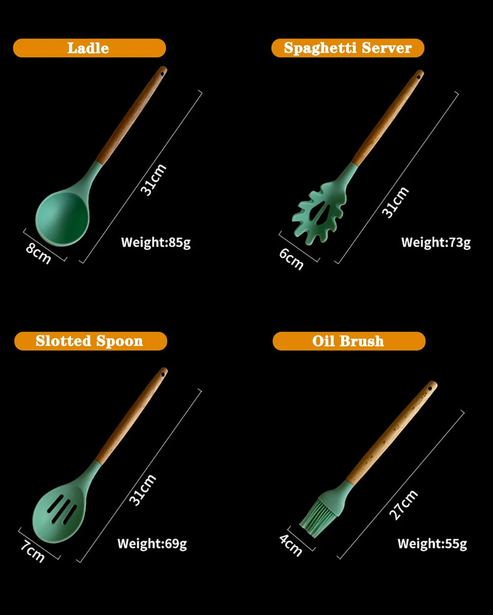 cooking utensils silicone set heat resistant