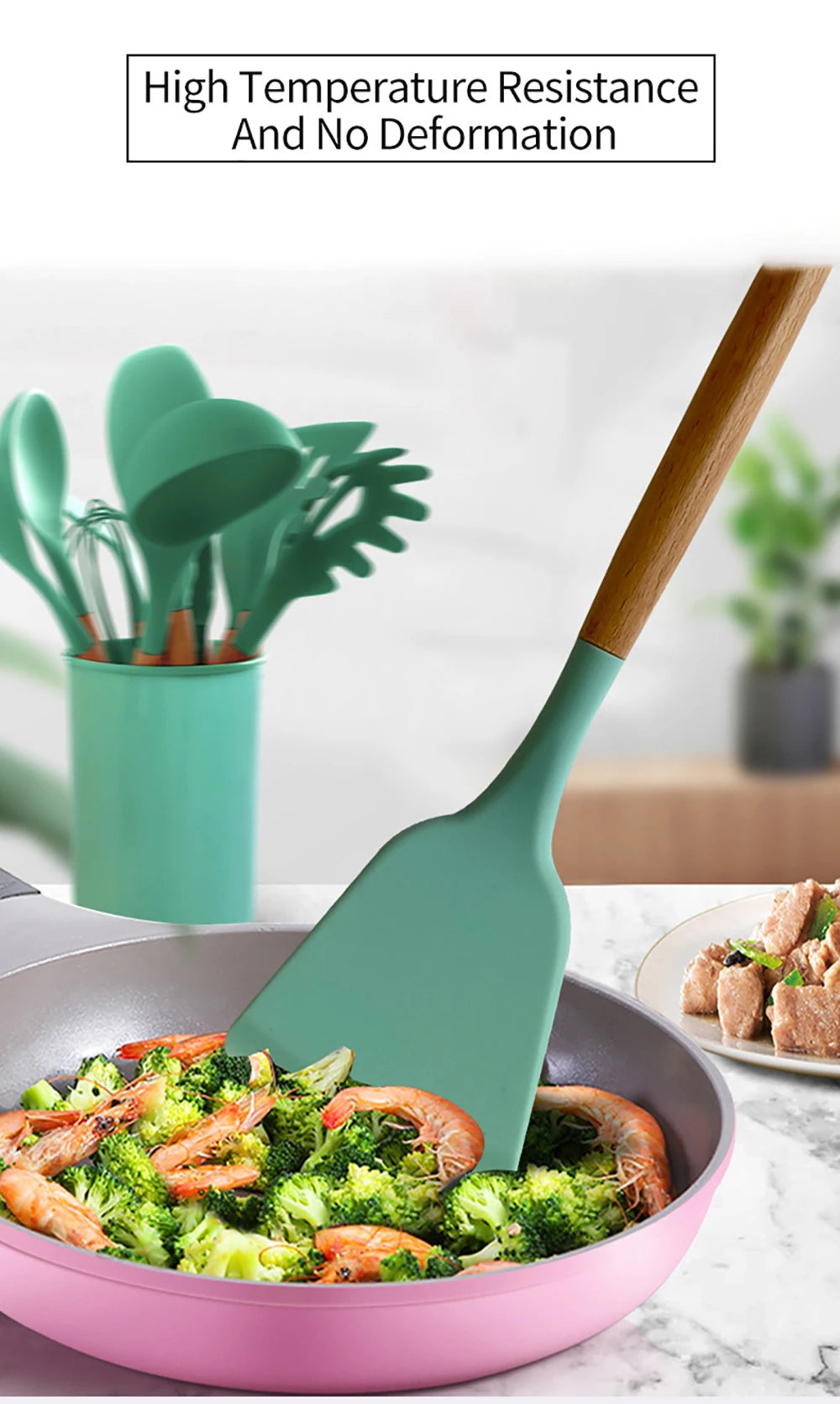 set d'ustensiles en silicone ergonomiques