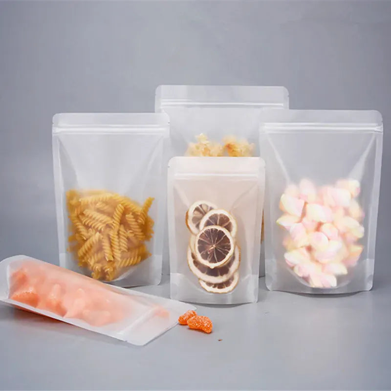 Sachets Zip Alimentaires Matériau Mat Transparent - Lot de 50 pièces 10x15cm