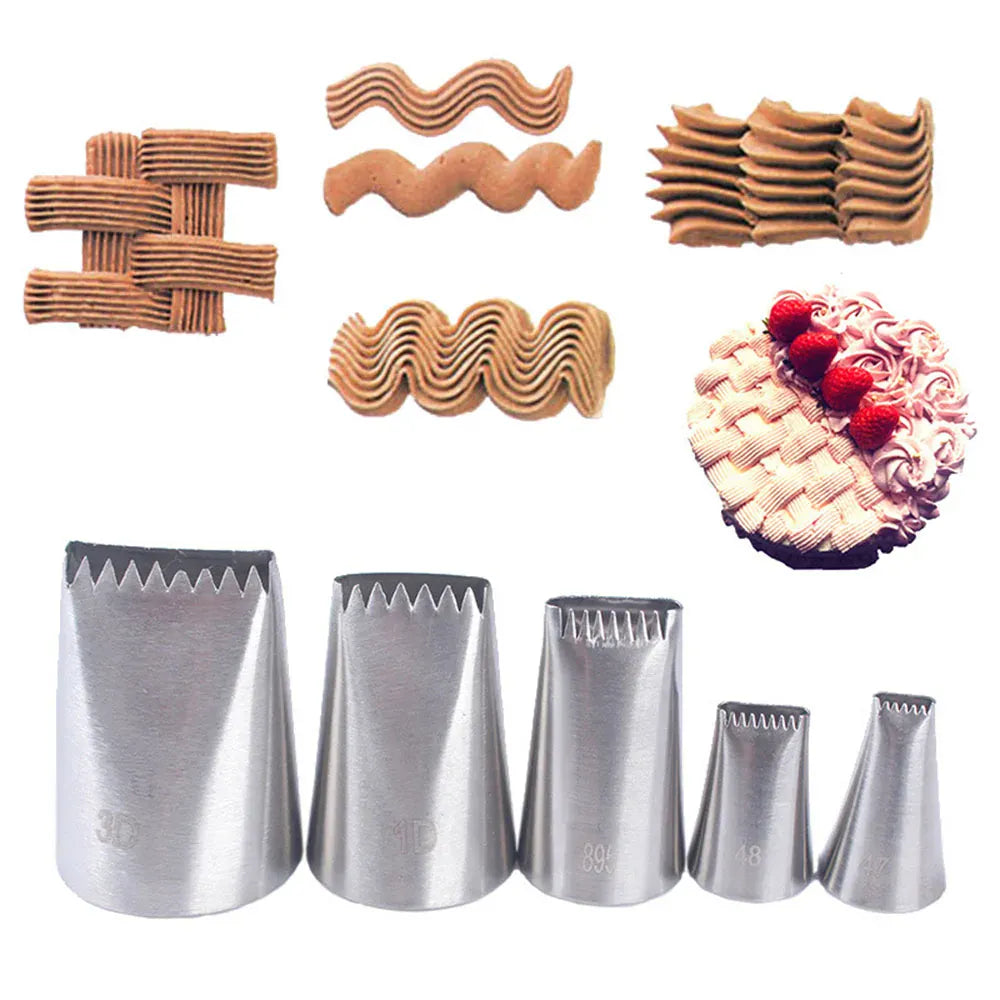 Douilles à Pâtisserie en Acier Inoxydable - Ensemble de 5 Pièces décoratives douillepoche