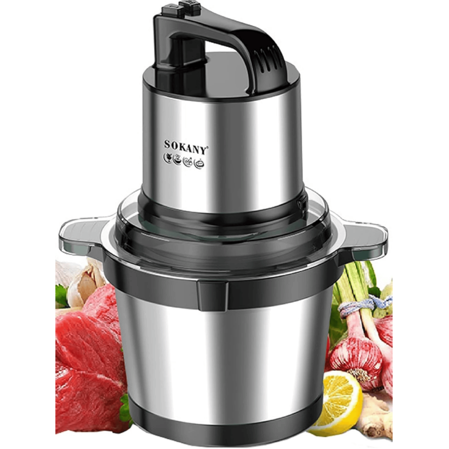 Hachoir Électrique 800W Bol Inox — 4 Lames, 2 Vitesses, Viandes et Légumes