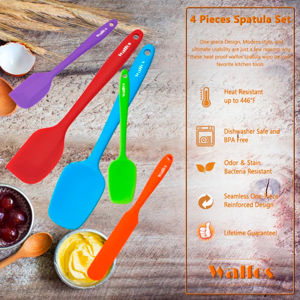 Set Spatules Silicone 5 pièces Résistantes à la Chaleur Pâtisserie