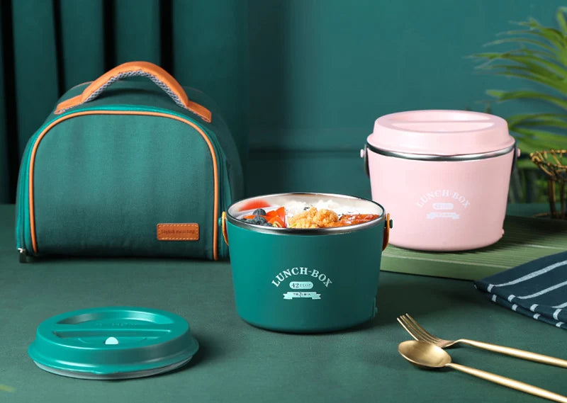 LunchBox Chauffante Électrique Acier Inoxydable 304 — 1,2 L / 48 W / 12 V-220 V