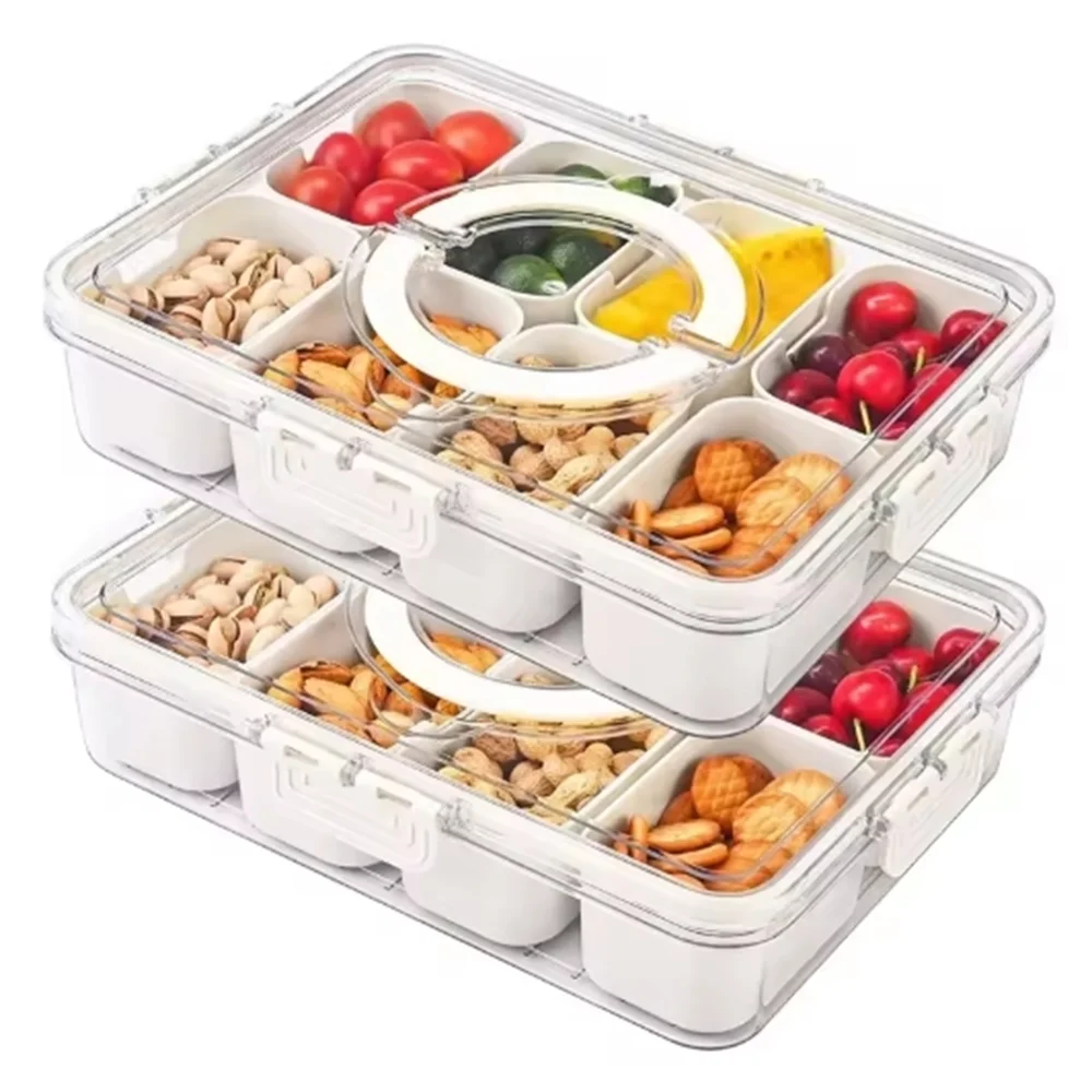 Boîte Snack Organiseur 4 Compartiments Empilable avec Couvercle