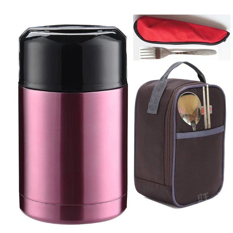 Thermos Alimentaire Inox — Isotherme 24h avec Pochette et Couverts