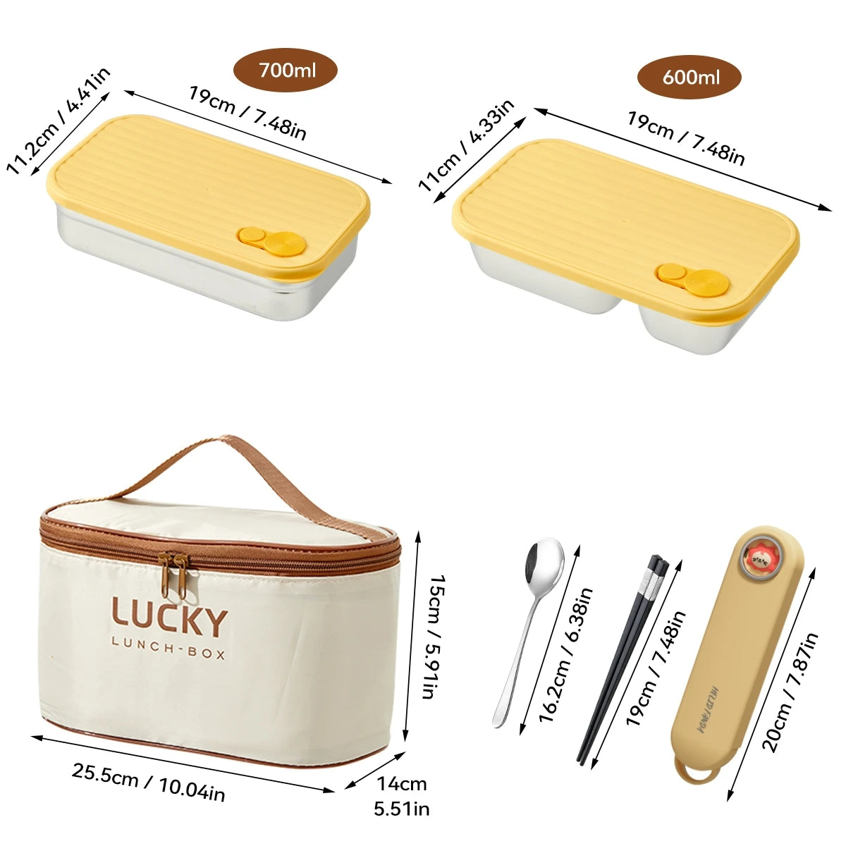 Boîte Bento Inox 304 700ml | Étanche et Pratique En Voyage