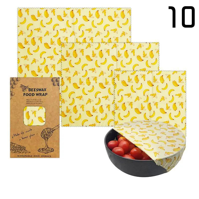 Lot de 3 Films Alimentaires Réutilisables en Coton Bio - Motifs Colorés far