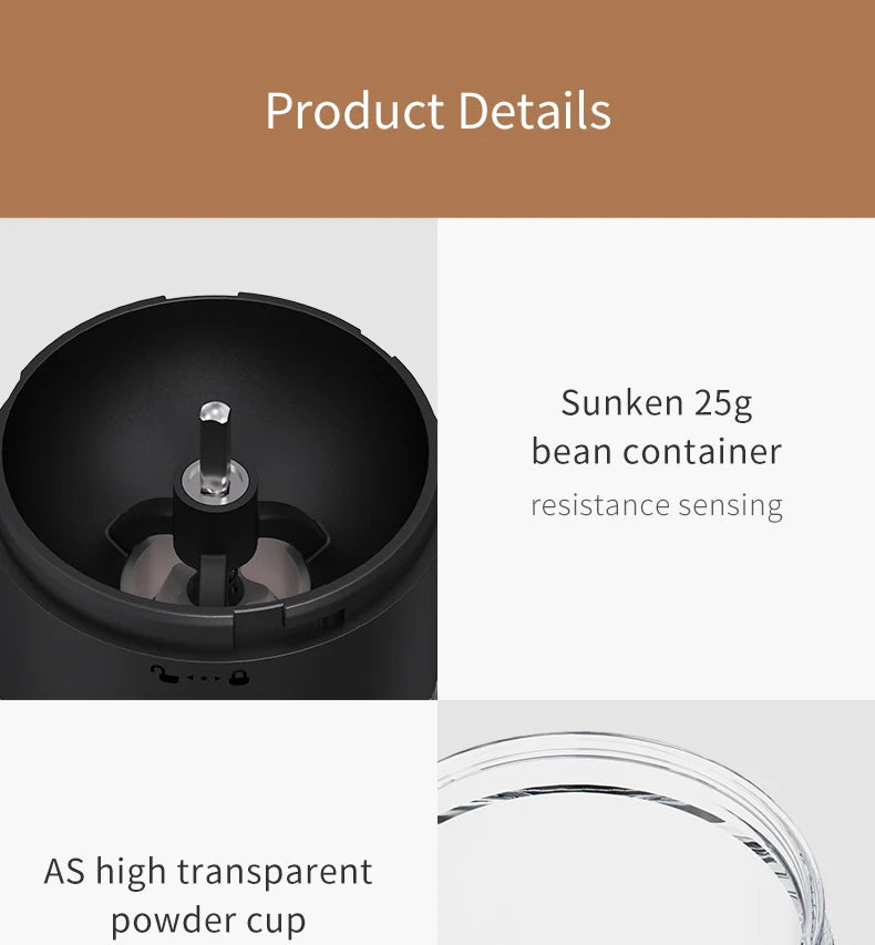 Réservoir à grains de 25 g et réservoir à mouture transparent