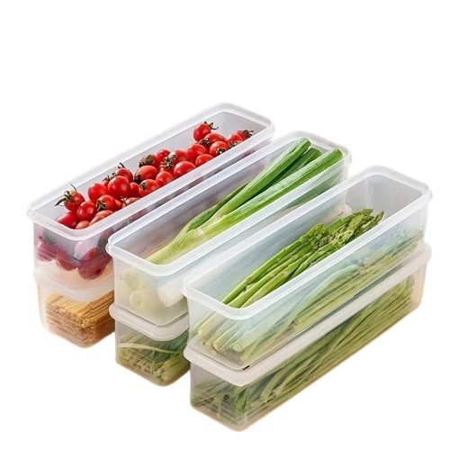 Organiseur Frigo Rectangulaire 4 Pièces en Plastique Transparent
