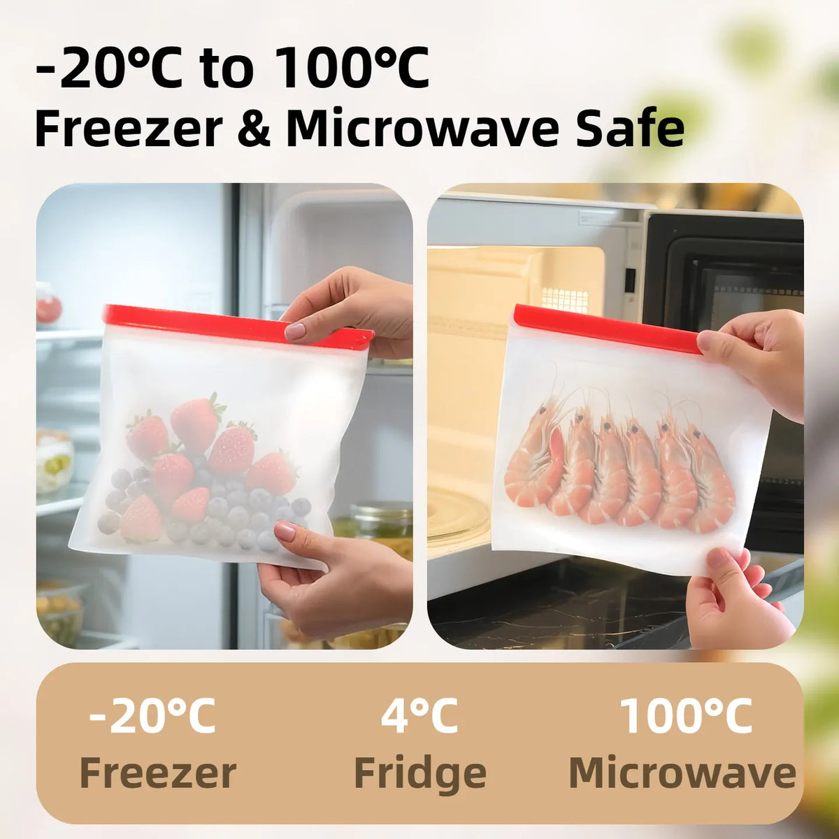 Sachets Silicone Réutilisables Hermétiques - Lot de 2 Pièces