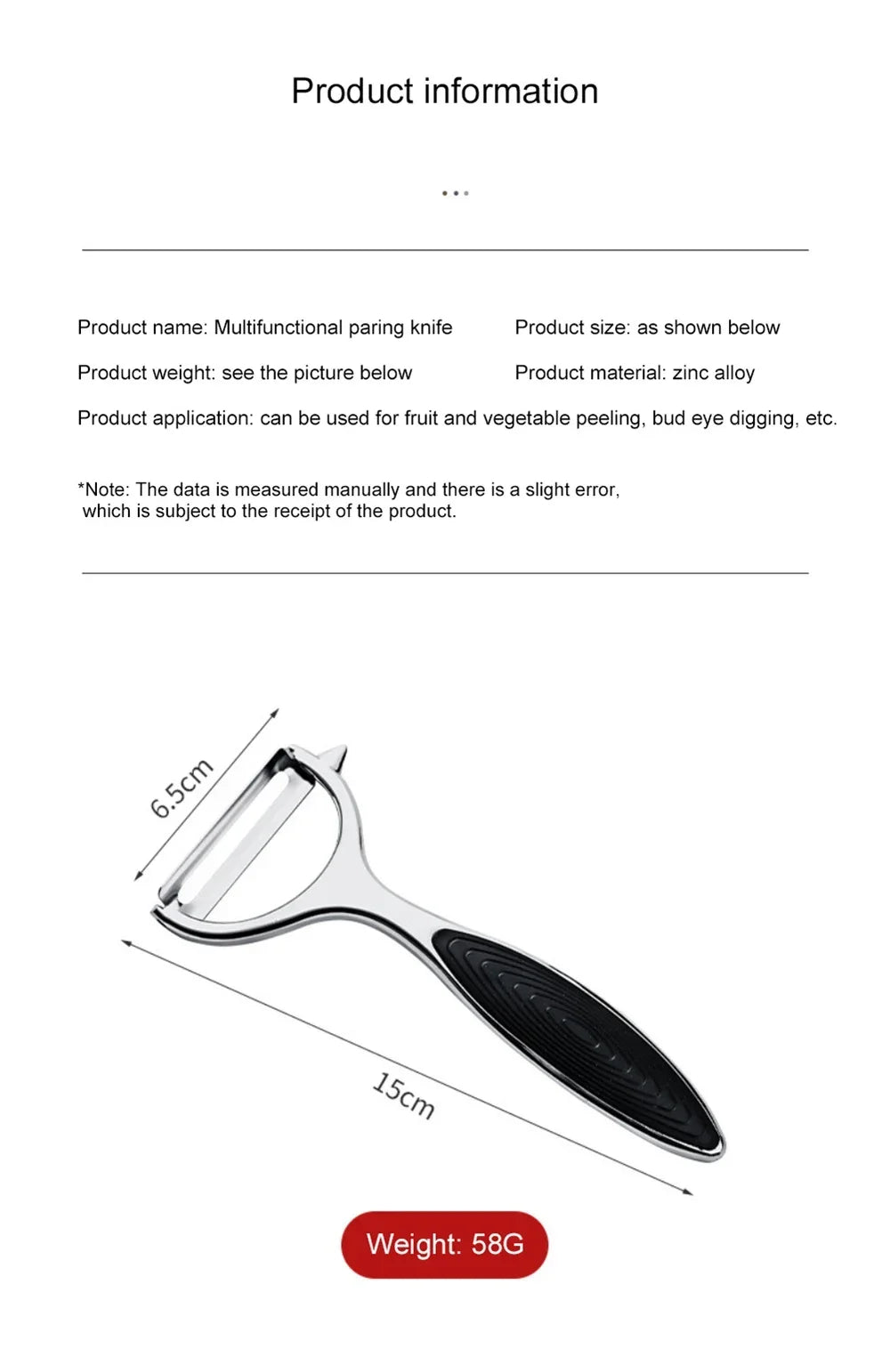 couteau à éplucher multifonction