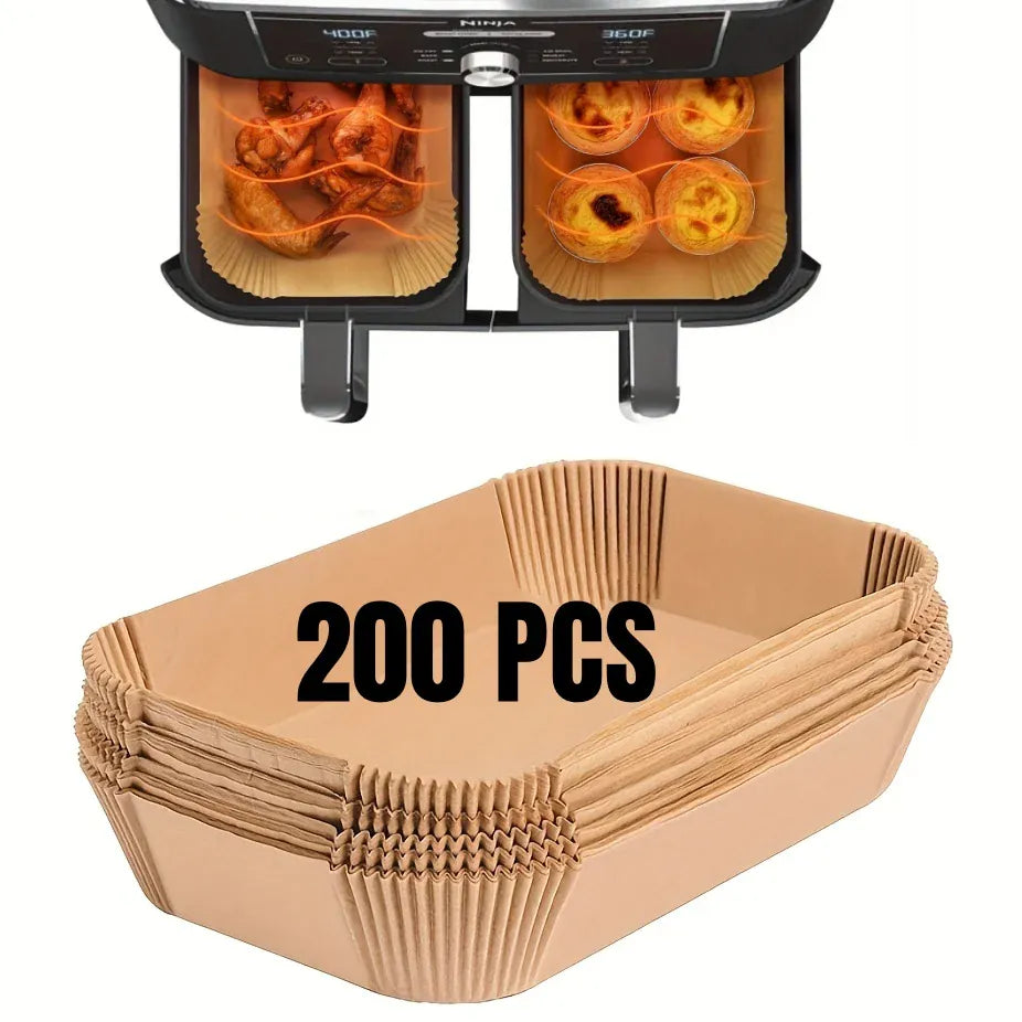 Papier Cuisson Air Fryer Jetable Rectangulaire Lot de 200 Pièces Air Fryer