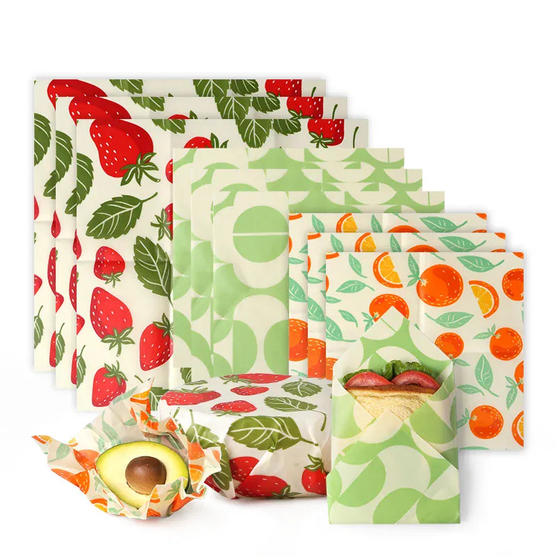 Film Alimentaire Cire d'Abeille Lot de 9 Feuilles Écologiques far