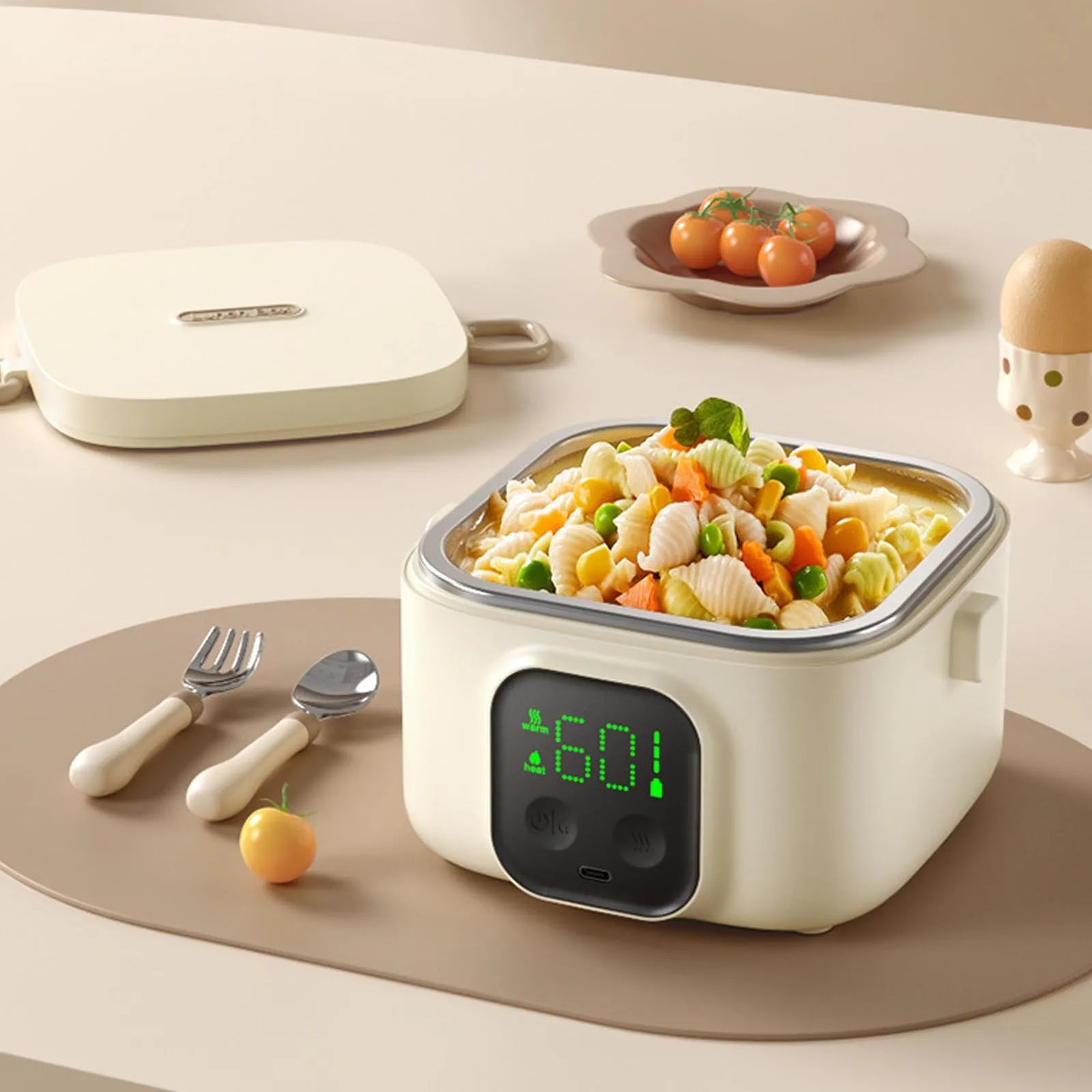 LunchBox Chauffante Sans Fil — 500 ml — 8800 mAh — Minuterie — Cuve Inox 304