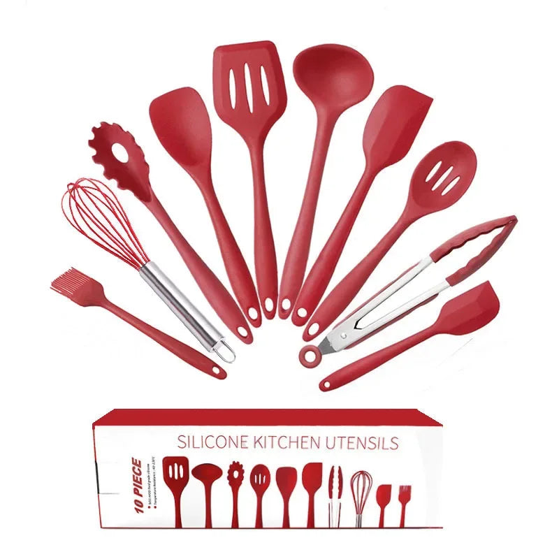 Set Ustensiles Silicone 10 pièces | Non-adhérent et résistant à la chaleur