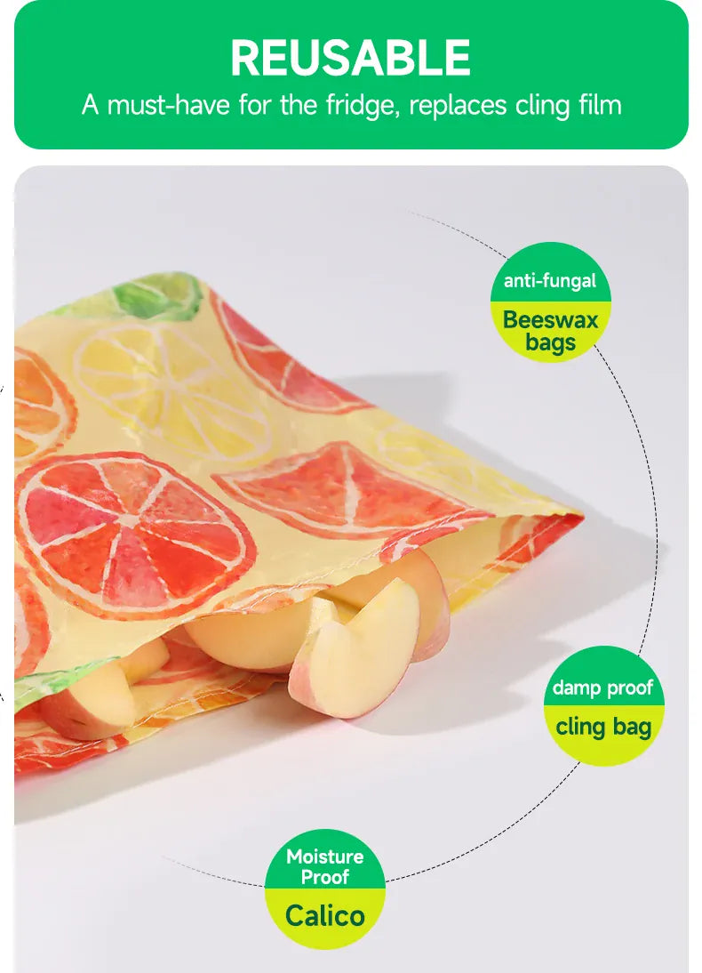 Emballage Alimentaire Réutilisable Cire d'Abeille Lot de 3 far