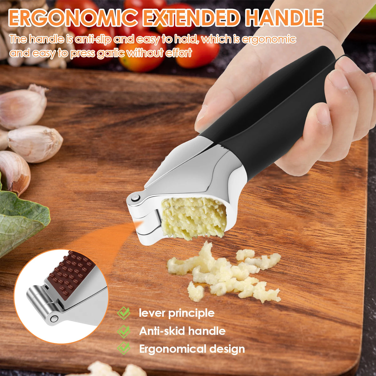 ustensile de cuisine presse ail avec poignée ergonomique