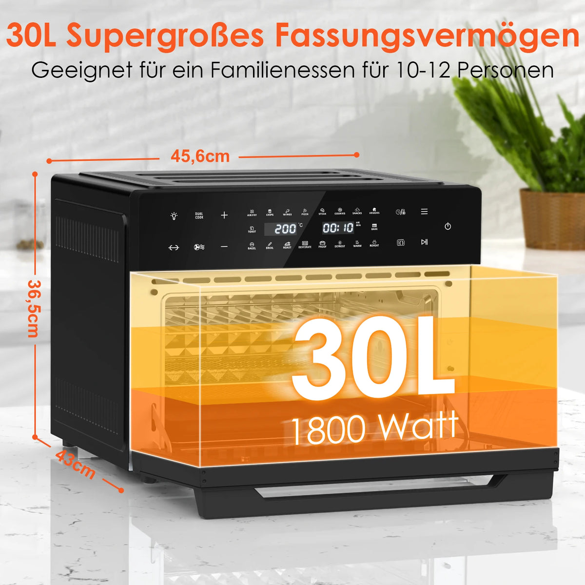 Capacité de 30 litres du four air fryer