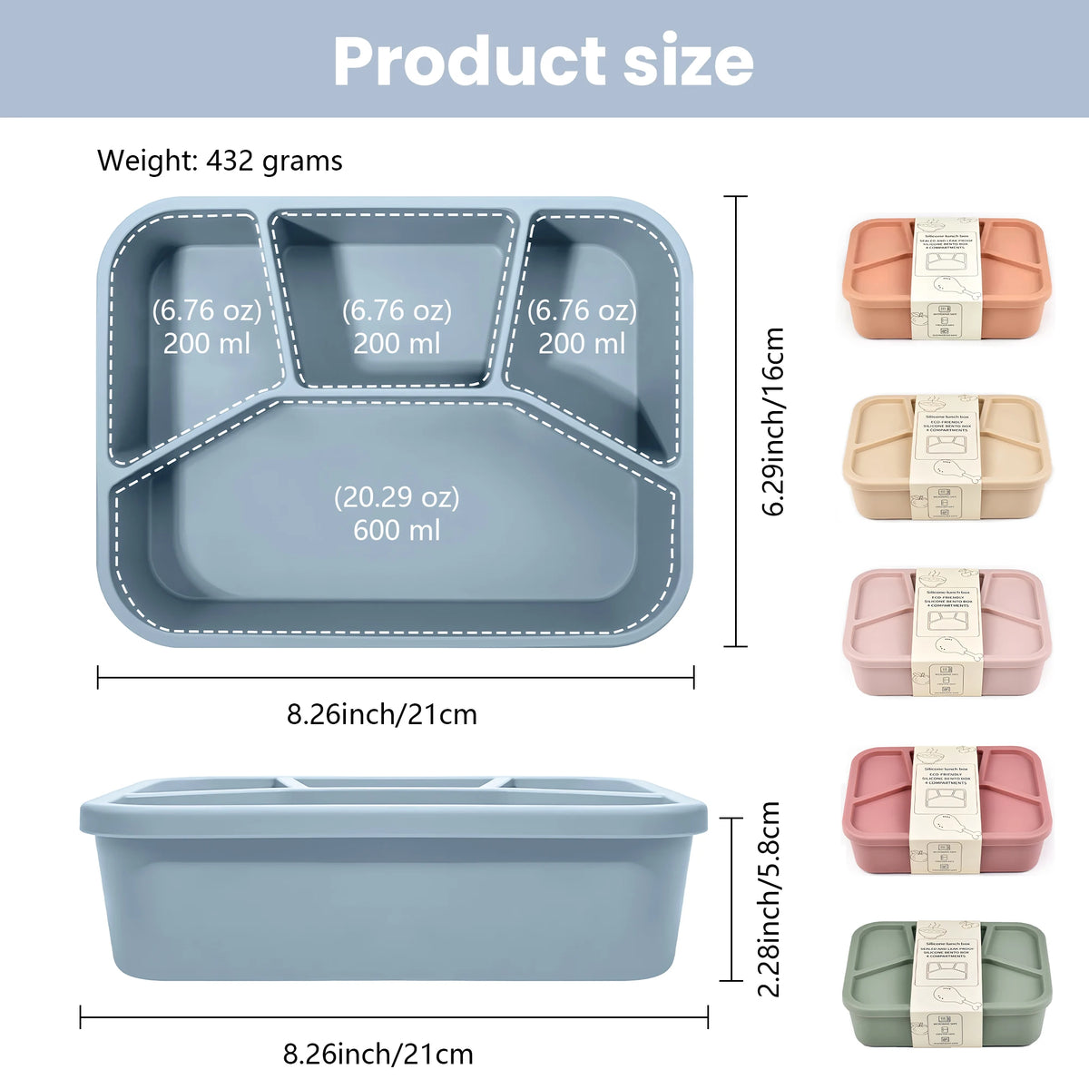 bento écologique compartimenté en silicone