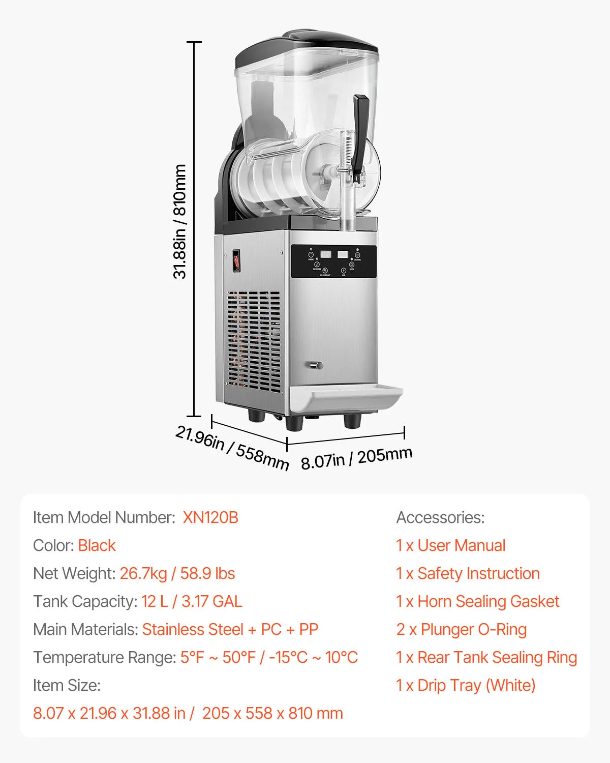 Machine à Granita Professionnelle 12 L — 1 Cuve, 48 Boissons