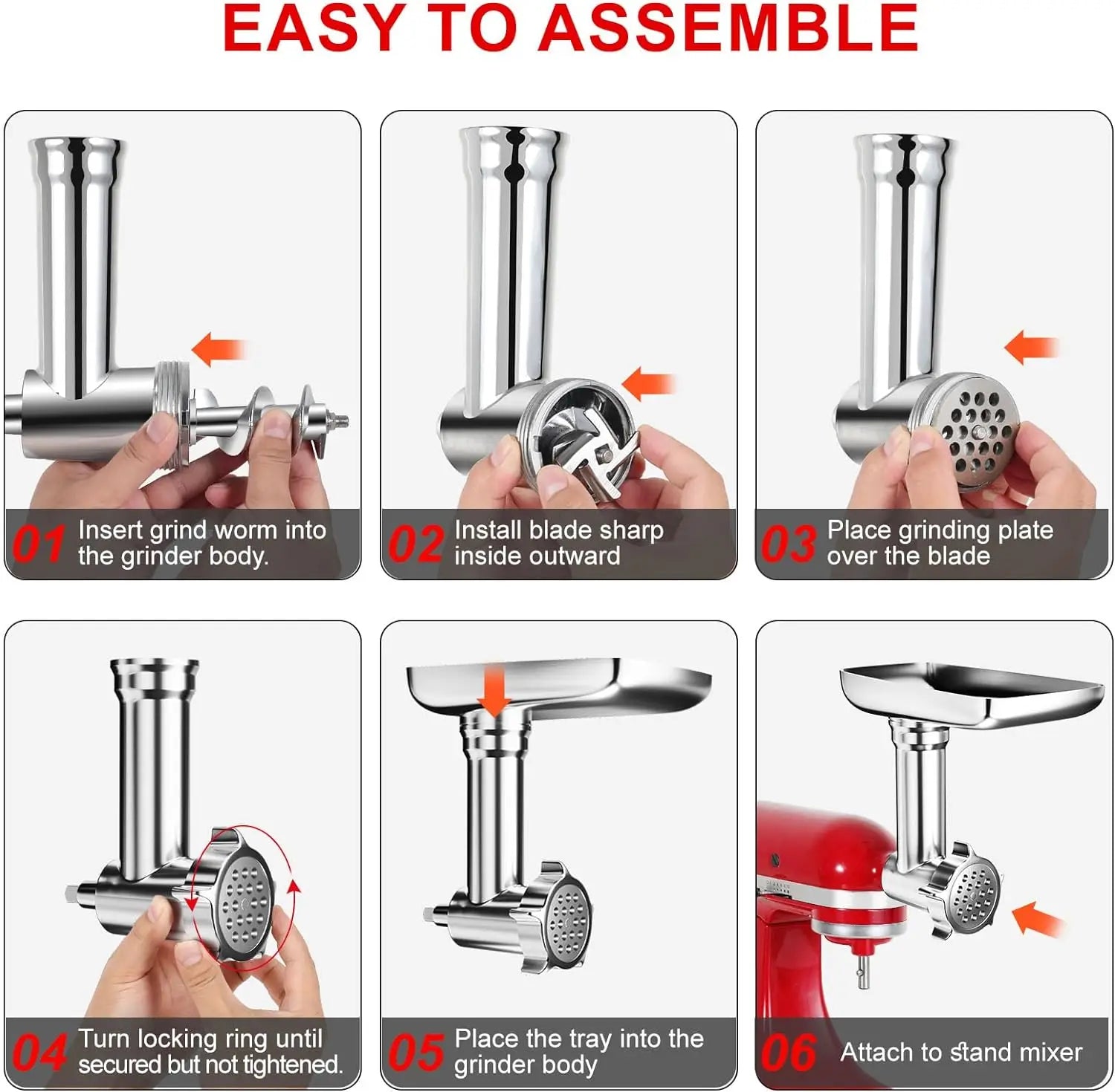 Accessoires KitchenAid Hachoir à Viande en Inox avec Embouts